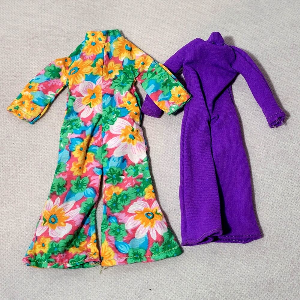 Vintage Mego Dinah Mite FLOWER POWER and Purple Jumpsuit Lot Clothes 1972